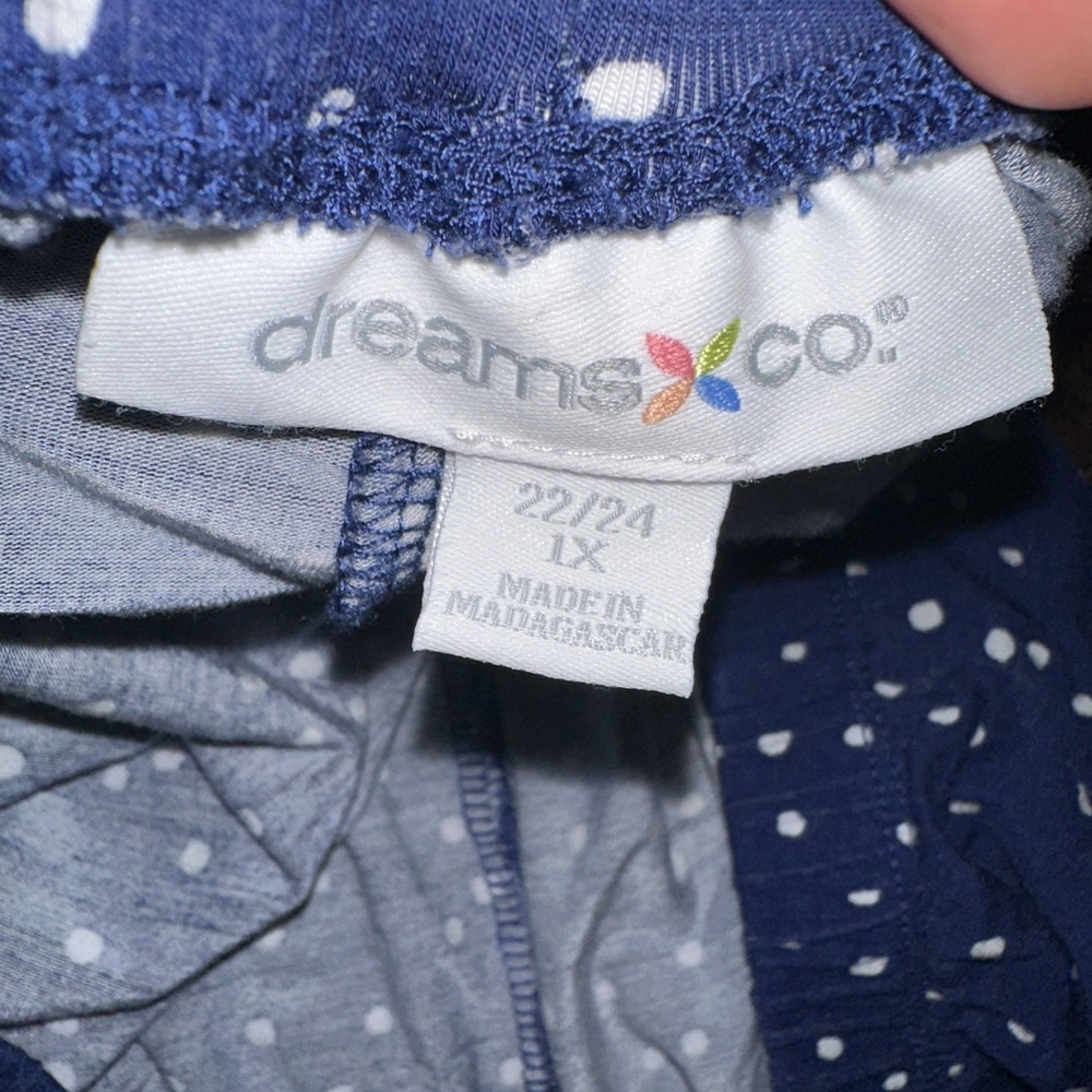 Dreams Co Summer Womens Pajama Set 1X 22 / 24 Blue Tank Shorts Embroidered Lace - Picture 7 of 9